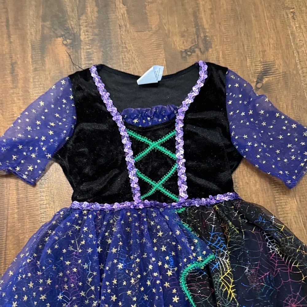 Target Purple and Black Starry Kids Witch Costume Dress - Picture 3 of 8